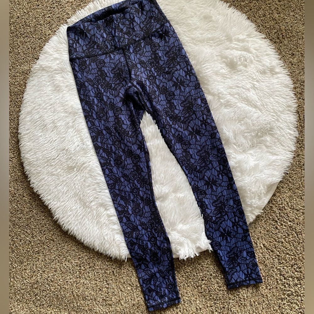Fabletics Leggings Black‎ Blue High Waist Womens Size Small